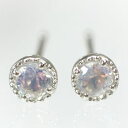 ピアス プラチナ ブルームーンストーン 6月 誕生石スタッドピアス クラウンセッティング ミル打ち ピアス 送料無料
