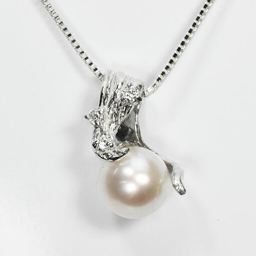 花珠真珠 8mm珠 ネックレス ペンダント ダイヤモンド0.08ct アコヤ本真珠 天然ダイヤモンド 花珠真珠 8mm珠 ネックレス ペンダント ダイヤモンド0.08ct アコヤ本真珠 天然ダイヤモンド