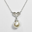 花珠真珠 6mm珠 ネックレス ダイヤモンド0.1ct アコヤ本真珠 ハートスリーストーン 天然ダイヤモンド
