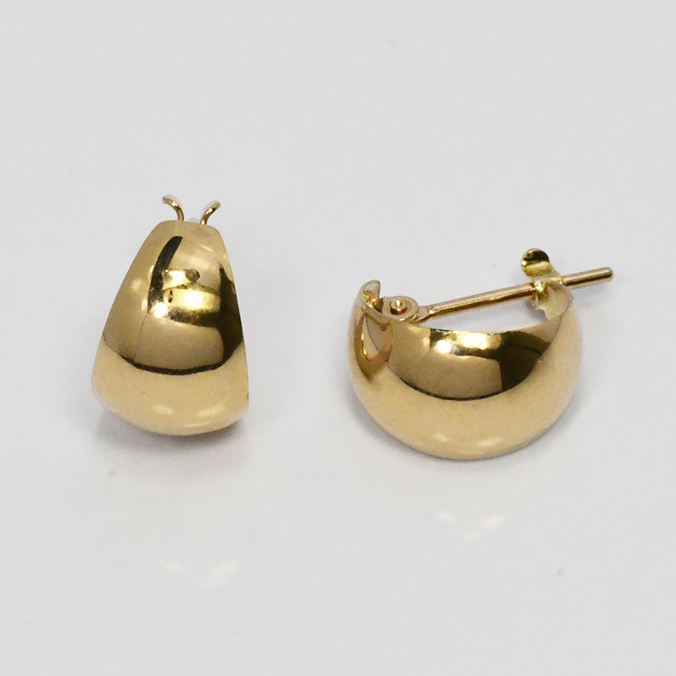 ピアス K10 YG フープピアス 7mm×10mm 10金 イエローゴールド 月甲 ツキコウピアス ゲッコウ 三日月 フープ （両耳用）(4)