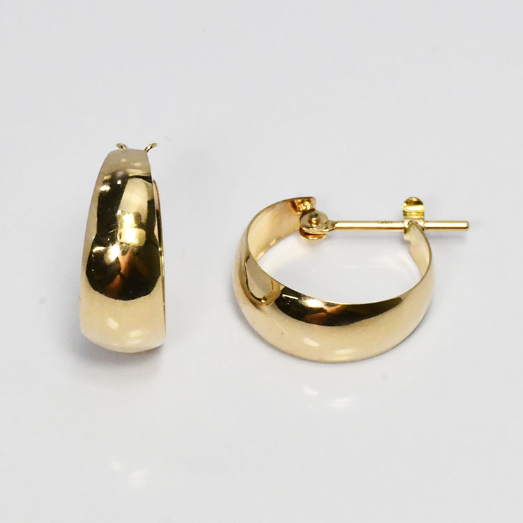 ピアス K10 YG フープピアス 5mm×13mm 10金 イエローゴールド 月甲 ツキコウピアス ゲッコウ 三日月 フープ （両耳用）