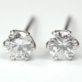 プラチナダイヤモンドピアス 0.4ct スタッドピアス 1粒ピアス 6本爪 天然ダイヤモンドピアス 一粒 0.2ct×2 両耳用 Pt900