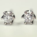 プラチナ ダイヤモンド ピアス 一粒 鑑定書付 プラチナ・ダイヤ0.3ct(SIクラス・鑑定書カード付) 立爪(たてづめ)スタッドピアス【あす楽対応】
