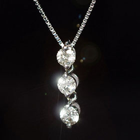 ダイヤモンド ネックレス トリロジー 天然ダイヤモンド0.2ct×ホワイトゴールド　スリーストーンペンダント（ネックレス）【あす楽対応】 1