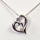 ダイヤモンド ネックレス K10WG・ダイヤモンド0.01ct ダブルハートペンダント(4)