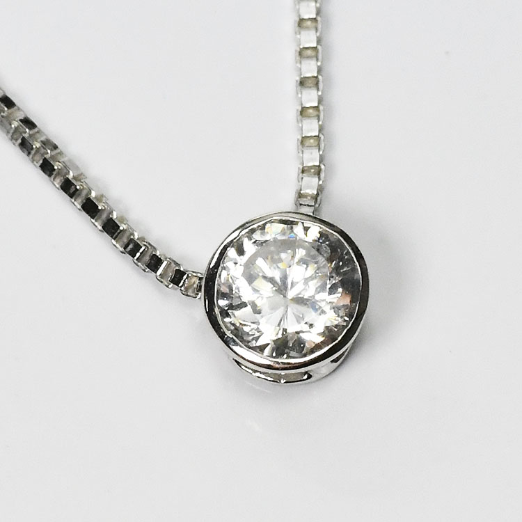 【侍ダイヤモンド】ダイヤモンド0.2ct 一粒ネックレス H&C G～Iカラー VS～SIクラス プラチナカラー ダイヤモンドネックレス 「ベゼル2」(4)