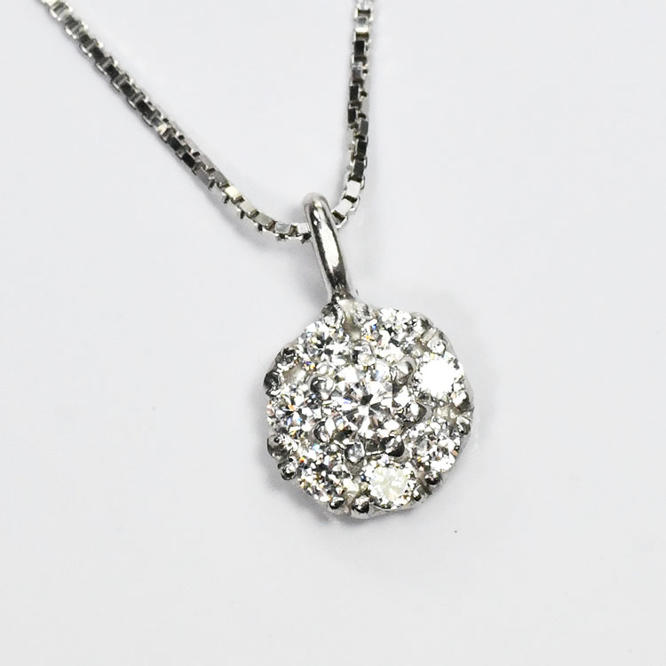 【侍ダイヤモンド】ダイヤモンド0.2ct ネックレス H&C G~Iカラー VS~SIクラス プラチナカラー ダイヤモンドネックレス 「ラウンドフラワー」