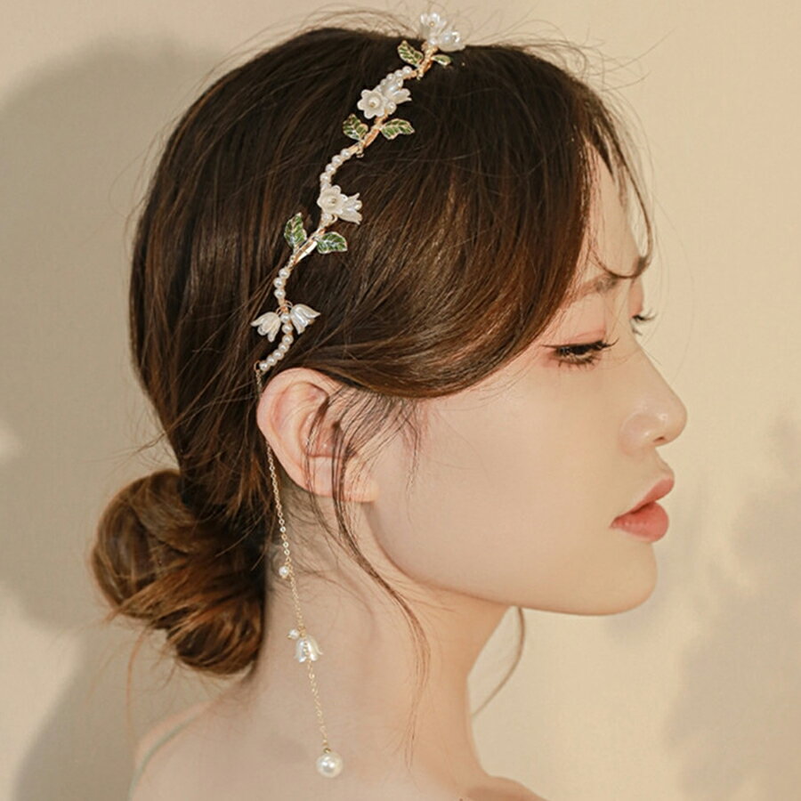 Rakuten - すずらんパールタッセルカチューシャ ヘッドドレス ウエディング 存在感抜群 上品 パーティー 二次会 イベント レディース 送料無料 Mimi みみミミ aa004