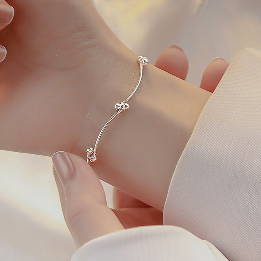 Rakuten - シルバーデザインブレスレット S925 レディース　シンプル アクセント おしゃれ 送料無料 Mimi みみミミ ab045