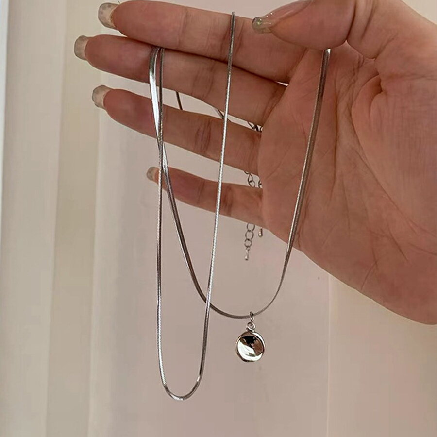 スネークチェーンネックレス2本セット コインネックレス シルバー レディース メンズ ペア ネックレス おしゃれ 送料無料 mimi ミミ みみ an048