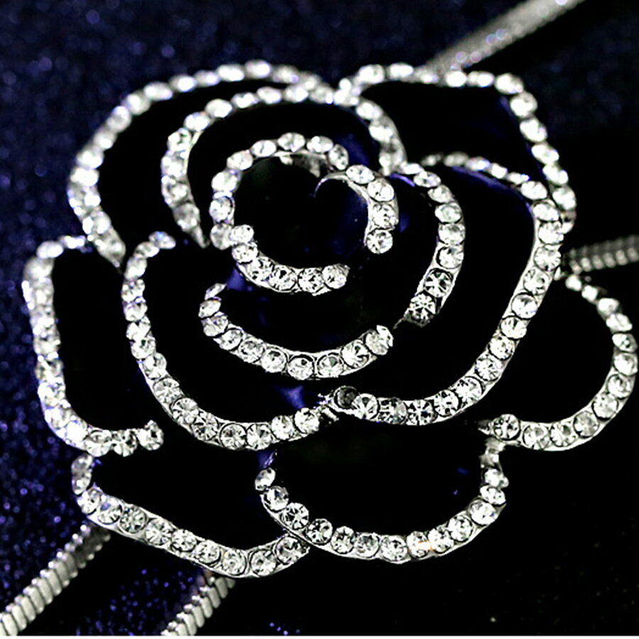 ラリエットロングネックレス　ローズ シルバー レディース 存在感抜群 おしゃれ 送料無料 Mimi みみミミ an057