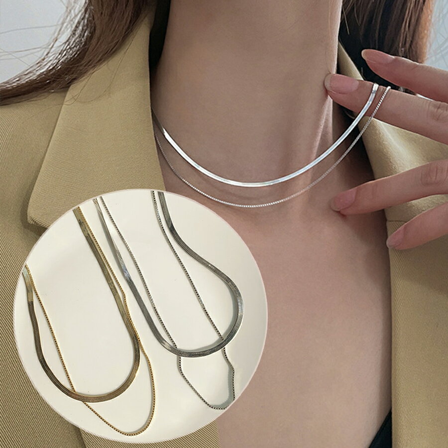 2連スネークチェーンネックレス　シルバー ゴールド レディース シンプル おしゃれ 送料無料 Mimi みみ..