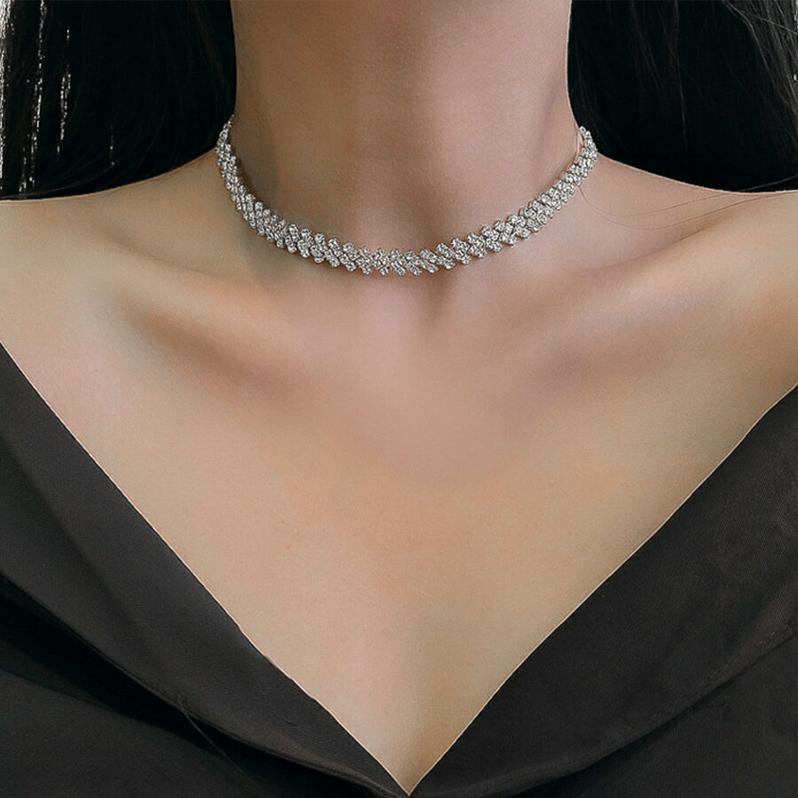 チョーカーネックレス　シルバー ブラック レディース おしゃれ 送料無料 Mimi みみミミ an084