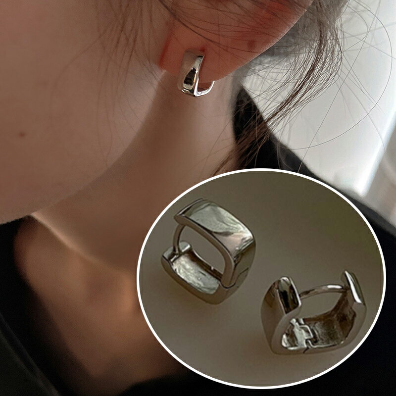 Rakuten - フープスクエアピアス　金属アレルギー対応 S925ポスト レディース　シンプル おしゃれ　送料無料 Mimi みみミミ ap025