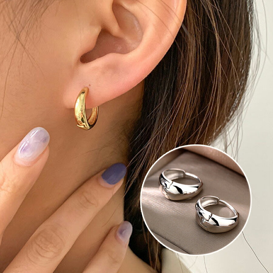 フープピアス　金属アレルギー対応 S925ポスト レディース シンプル　おしゃれ　送料無料 Mimi みみミ..