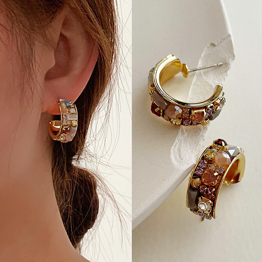 Rakuten - ビジューデザインピアス ゴールド キュービックジルコニア レディース 送料無料 Mimi みみミミ ap070