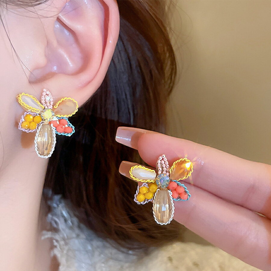 Rakuten - フラワービジューデザインピアス かわいい 個性的 アクセント レディース 送料無料 Mimi みみミミ ap090