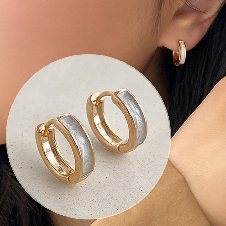 Rakuten - フープピアス ゴールド ホワイト シンプル レディース 送料無料 Mimi みみミミ ap110