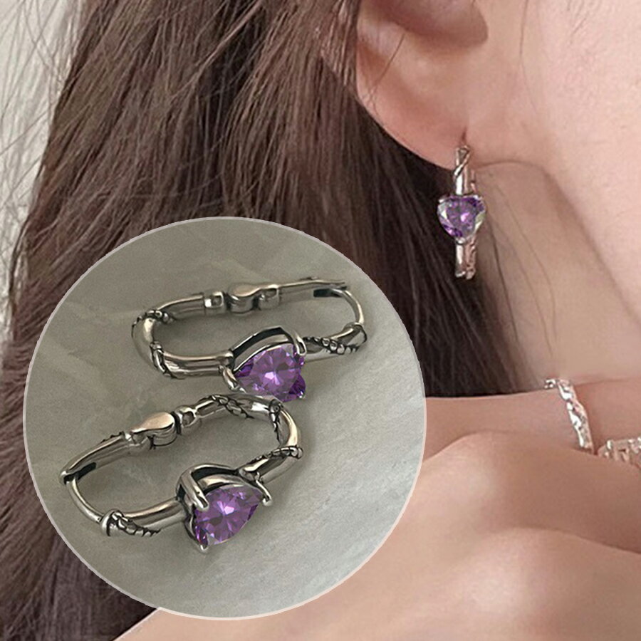 Rakuten - パープルストーンフープピアス レディース 送料無料 Mimi みみミミ ap111