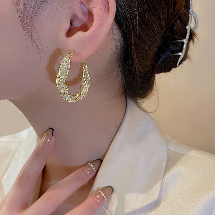 Rakuten - ねじりデザインフープピアス 大ぶり ジルコンピアス シルバー925 パーティー 二次会 女子会 デート 大人女子 レディース 送料無料Mimi みみミミ ap211