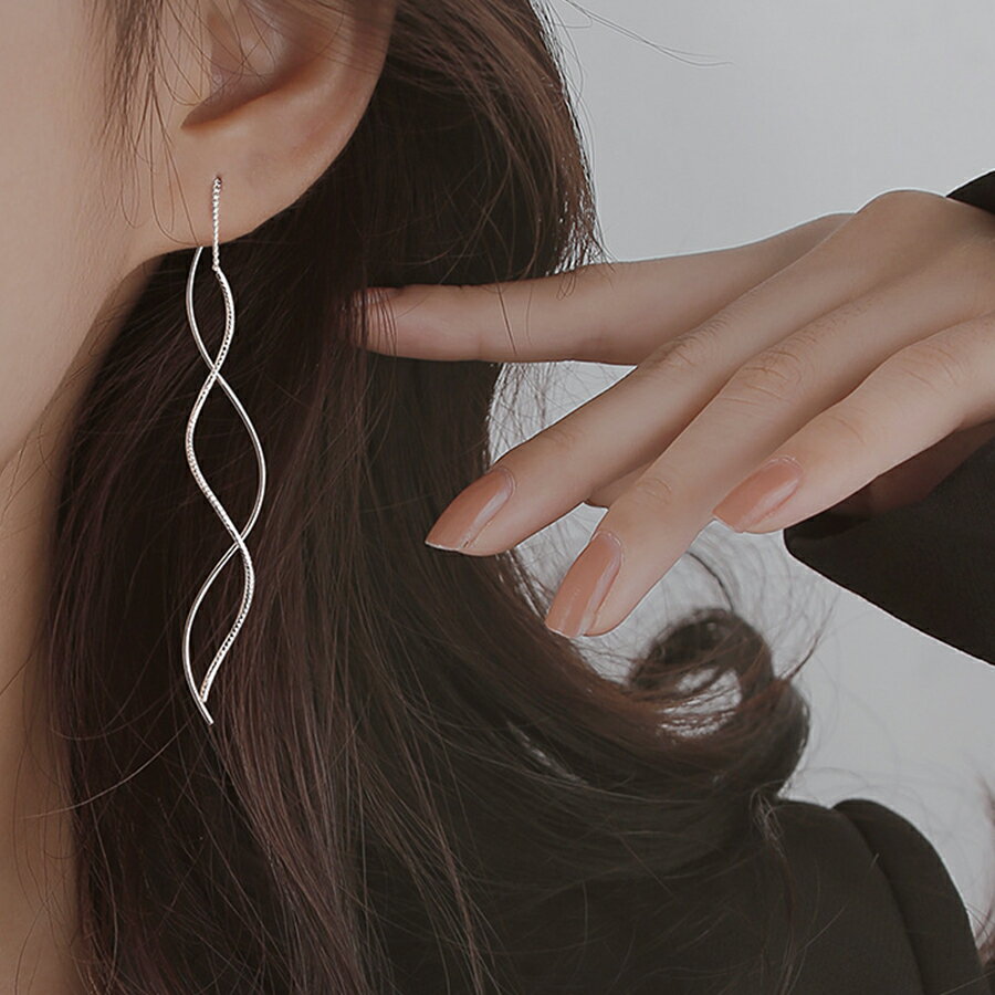 Rakuten - ツイストチェーンピアス アメリカンピアス シンプル 軽い シルバー パーティー 二次会 女子会 デート 大人女子 レディース 送料無料 Mimi みみミミ ap275