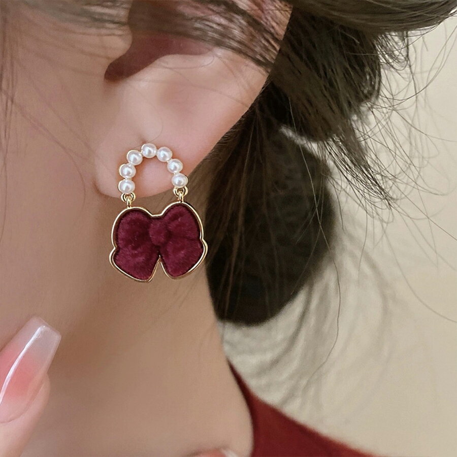 ベルベットリボンパールピアス ゴールド パーティー 二次会 女子会 デート 大人女子 レディース 送料無料 Mimi みみミミ ap329