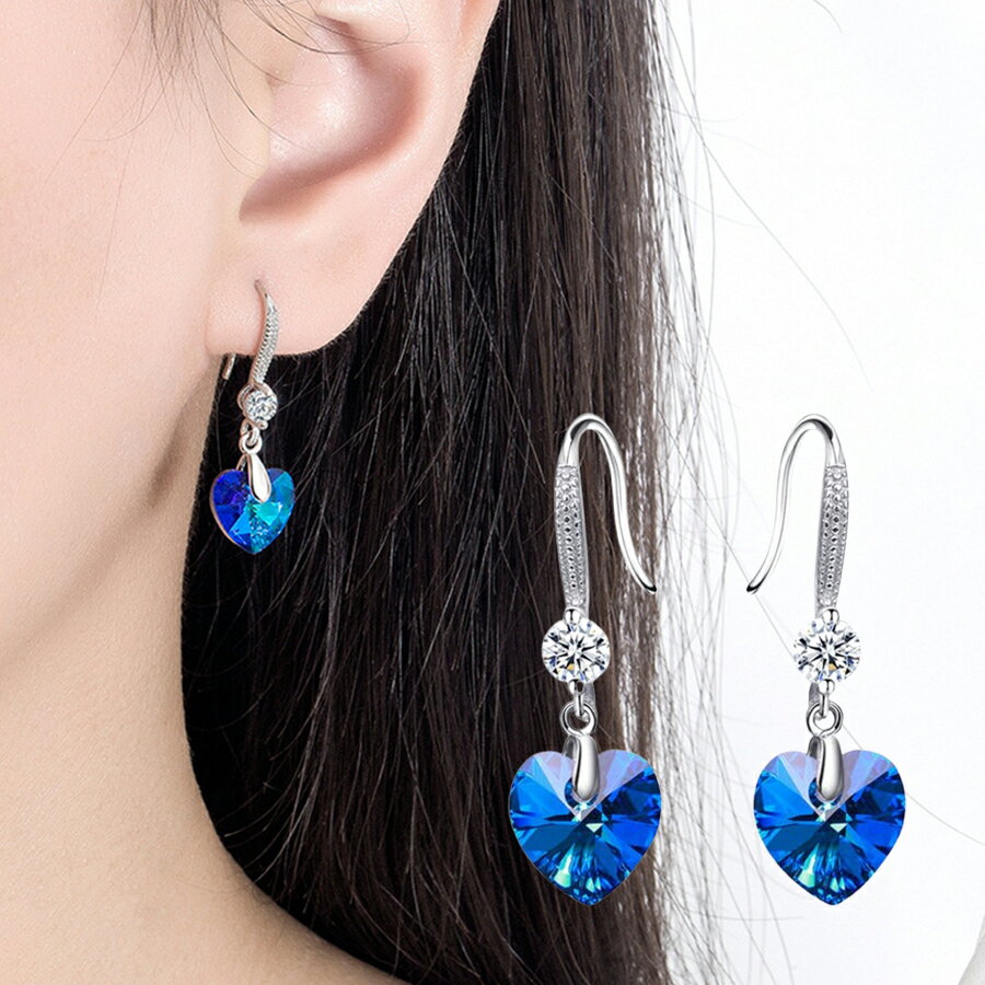 Rakuten - ブルーハートデザインピアス 存在感抜群 シルバー パーティー 二次会 女子会 デート 大人女子 レディース 送料無料 Mimi みみミミ ap336