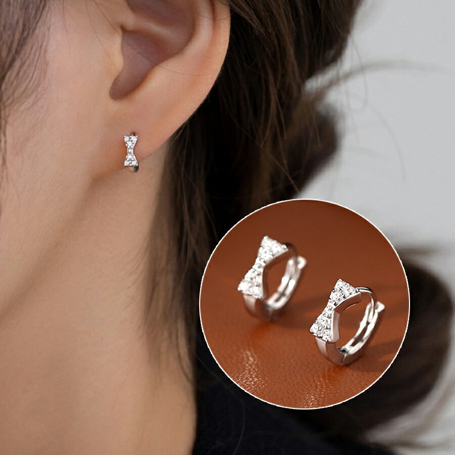 Rakuten - リボンデザインミニフープピアス シルバー パーティー 二次会 女子会 デート 大人女子 レディース 送料無料 Mimi みみミミ ap345