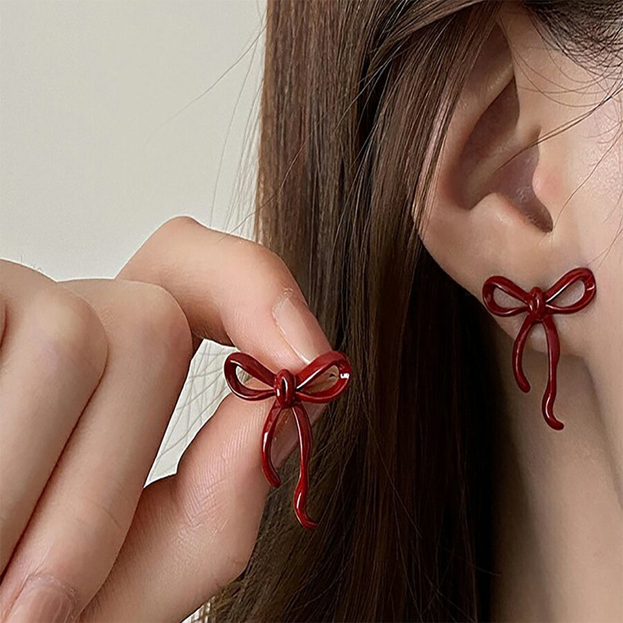 Rakuten - リボン型ピアス 赤いリボン ポスト部分シルバー925 女子会 デート 大人女子 レディース 送料無料 Mimi みみミミ ap370