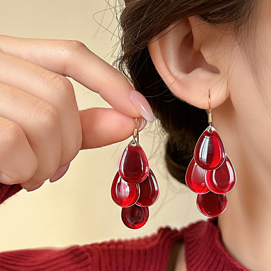 Rakuten - ドロップデザインピアス レッド ブルー イベント リゾート 個性的 存在感抜群 おしゃれ レディース 送料無料 Mimi みみミミ ap405