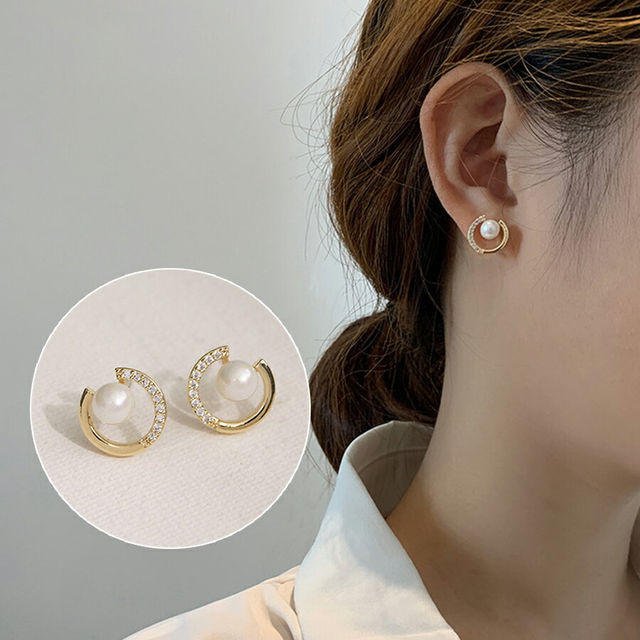Rakuten - パールジルコンピアス ゴールド 上品 シンプル オフィス レディース 送料無料 Mimi みみミミ ap418