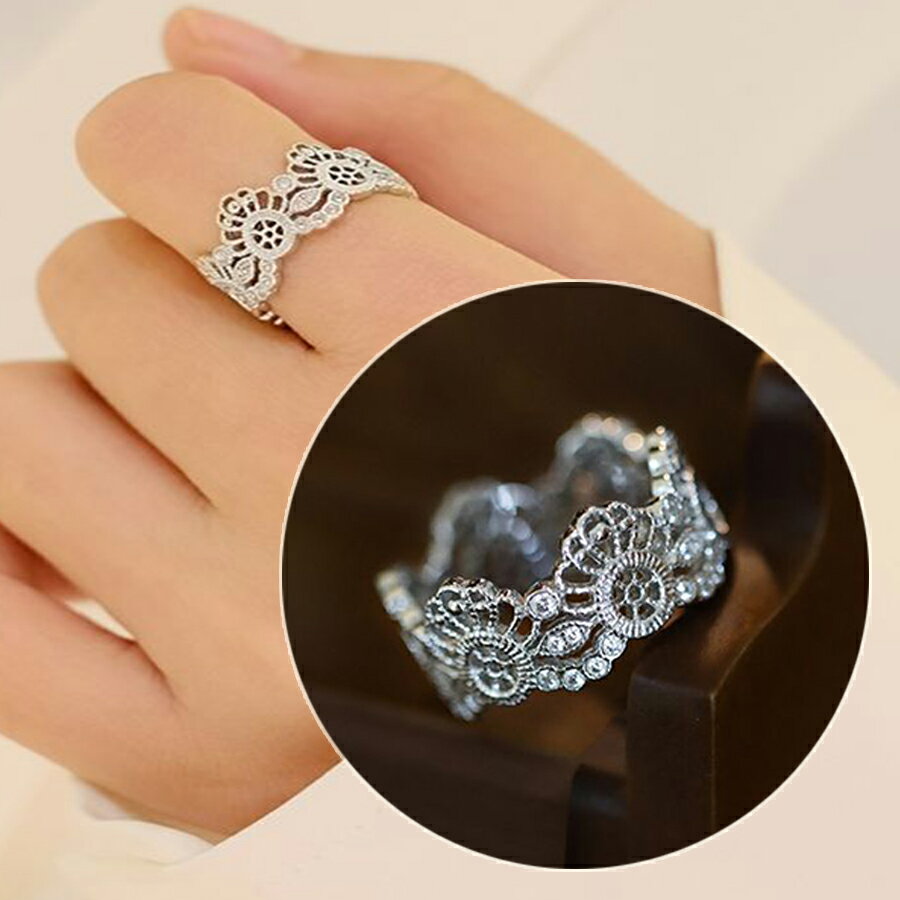 デザインオープンリング 透かし柄 シルバー おしゃれ 大人女子 レディース送料無料 Mimi みみミミ ar032