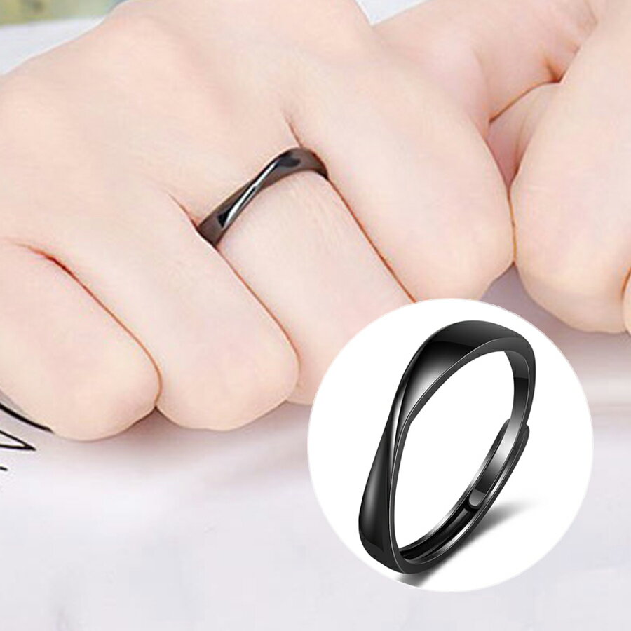 Rakuten - デザインオープンリング シルバー925 ブラック シンプル おしゃれ ペアリング レディース メンズ 送料無料 Mimi みみミミ ar074