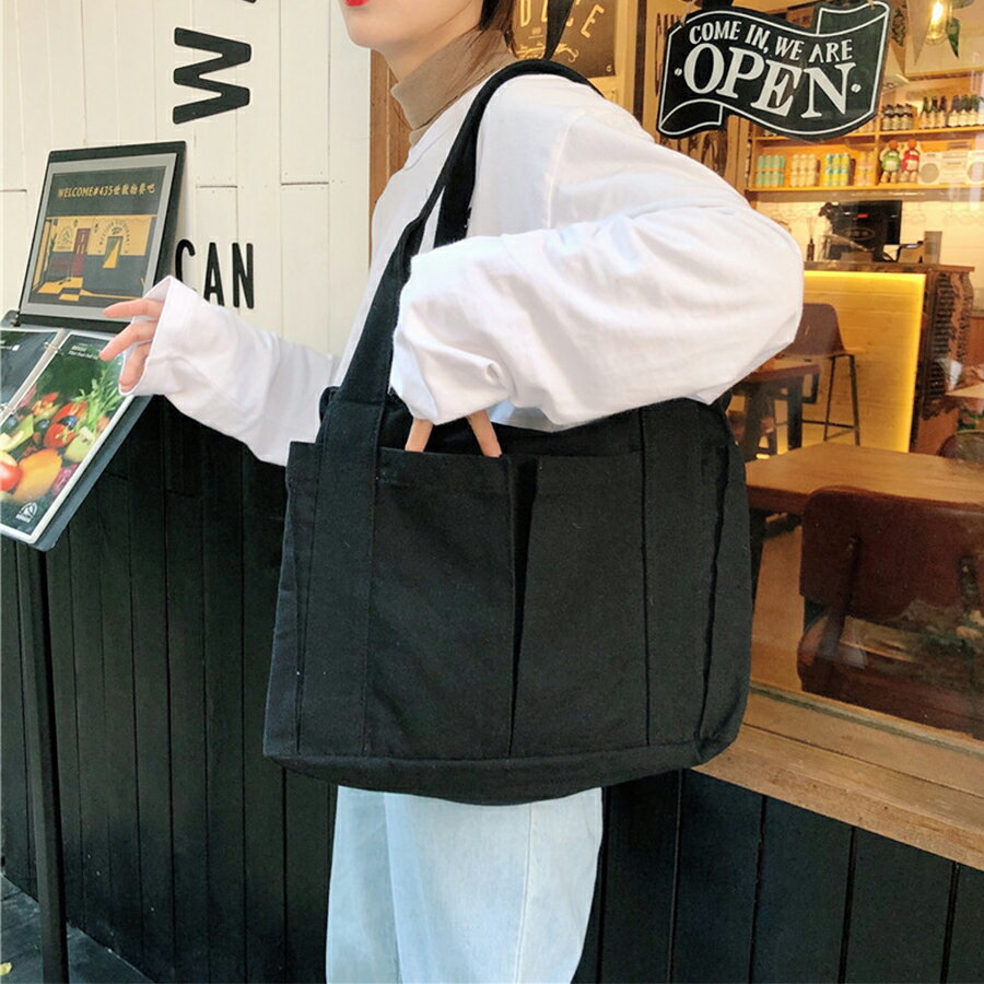 Rakuten - キャンバストートバッグ A4収納 マザーズバッグ シンプル BAG 無地 通勤　通学 春 夏 秋 冬 レディース 送料無料 Mimi みみミミ bas053