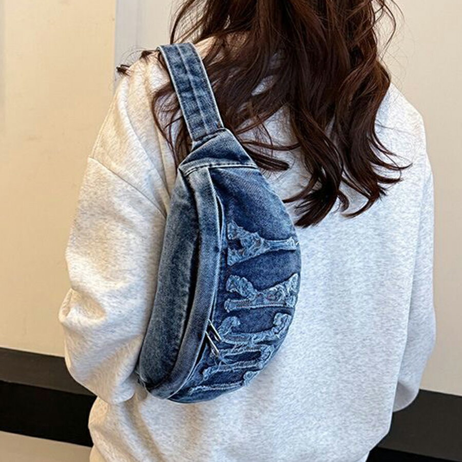 Rakuten - デカロゴ デニムボディボディバッグ ウエストバッグ サブバッグ 春夏秋冬 レディース メンズ ペア 男女兼用 送料無料 Mimi みみミミ bas099