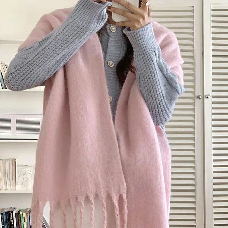 モヘアタッチマフラー 無地 ふわふわ 13colors 可愛い フェミニン おしゃれ 秋冬 レディース 送料無料 Mimi みみミミ ws064