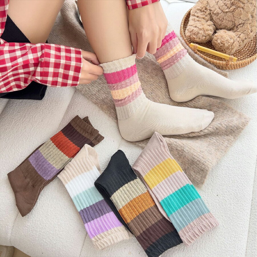 リブ編みカラーソックス ガーリー フェミニン 可愛い 春夏秋冬 レディース 送料無料 Mimi みみミミ ws079