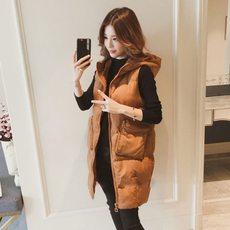 中綿ベスト トップス ロングベスト フード付き 体型カバー アウター 前開き 無地 ポケット付き 防寒 暖かい お洒落 大きいサイズ 秋冬物 レディース