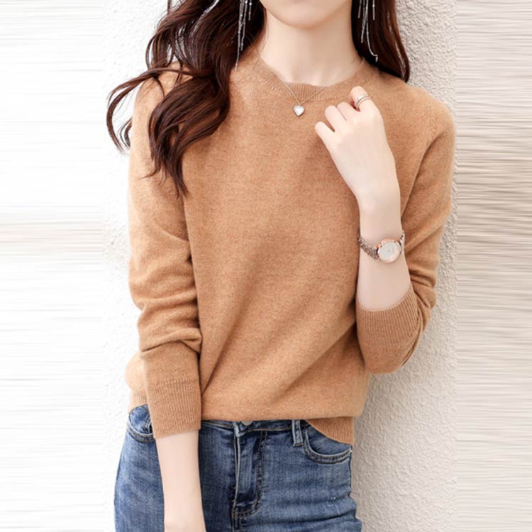 Crew Neck - セーター レディース 大きいサイズ クルーネック 長袖 ニット トップス カットソー ゆったり インナー 秋冬 春秋 ニットプルオーバー インナーニット 【6色選】ニット