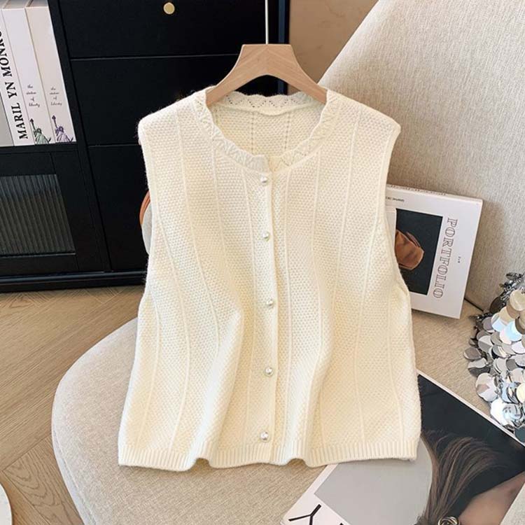 春 ジレ レディース ノースリーブ アウター ショート丈 ニット 細身 秋 夏 着痩せ ニット 前開き レイヤード ボタン OL アウター おしゃれ 事務服 制服 通勤 オフィス ユニフォーム 防寒 40代 50代