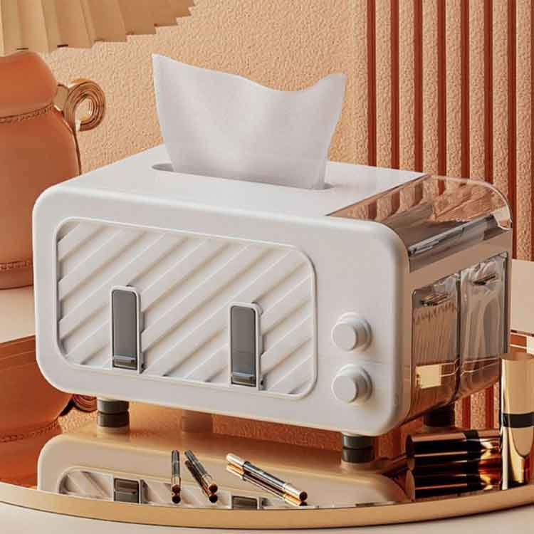 ティッシュケース ティッシュカバー 収納ケース 小物入れ 収納ボックス 収納ケース 卓上収納 多機能 シンプル 収納付きティッシュボックス 小物収納 おしゃれ ボックスティッシュ 洗面所 リビング 寝室 インテリア雑貨 イエロー ホワイト 送料無料 [2]