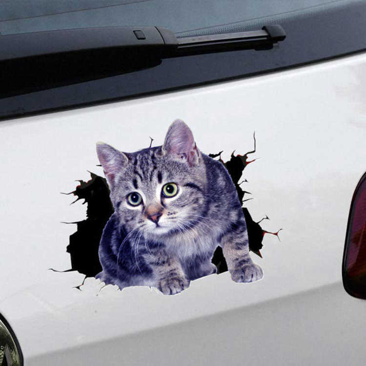 送料無料 カーステッカー 車 ステッカー バイク ステッカー 3D 猫 可愛い 防水 飛び出す猫 壁 インパクト キズ隠し 面白い ウォールステッカー トイレ 剥がせる 冷蔵庫 インテリアシール