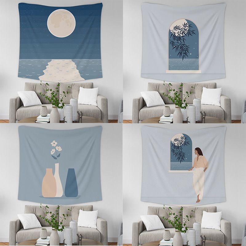 Rakuten - 150cmx130cm タペストリー 大きい おしゃれ 壁掛け 花 シンプル お洒落 タペストリー ナチュラル 北欧 目隠し 背景布 フックおまけ 大判 大きい 部屋 屋外 壁 飾り ポスター グッズ 小物 デコレーション インテリア 布 絵 3D お祝い 新宅 お祝い ブルー