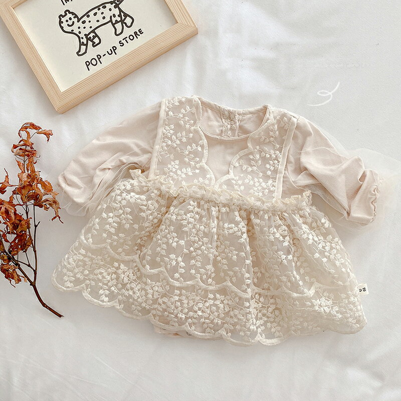ベビードレス 長袖 セレモニードレス ロンパース 総レース 刺繍 子供ドレス 赤ちゃん 新生児 100日記念撮影 1歳 2歳 6ヶ月 ベビー服 フォーマル 結婚式 キッズ ドレス キッズ ワンピース 出産準備 お宮参り 退院 写真撮影 年賀状 百日祝い 誕生祝い 60 70 80 90cm 2