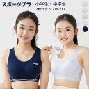 ジュニアブラ スポーツブラ 2枚セット ブラジャー ジュニア キッズ 中学生 小学生 高校生 部活ブラ ハーフトップ メッシュ 通気 揺れない スポブラ ダンス...