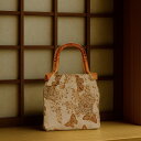 【10%OFFクーポン配布中】【送料無料】竹製ハンドル付き 和風ヴィンテージバッグ 刺繍入り巾着 トートバッグ