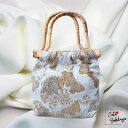 【10%OFFクーポン配布中】【送料無料】竹製ハンドル付き 和風ヴィンテージバッグ 刺繍入り巾着 トートバッグ