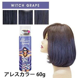 アレスカラー パウダースプレー ウィッチグレープ 60g ヘアカラー 1日だけ スプレー 1day ヘア カラー カラースプレー セルフ サロン パープル 紫 ハロウィン コスプレ 学園祭 文化祭 パーティー かくし芸 結婚式 余興 忘年会