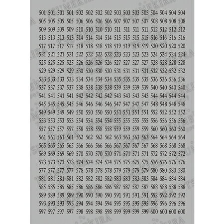 ツメキラ カラーチャートナンバーシール 黒 501〜600 NN-CCN-206