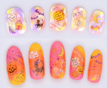 ツメキラ(TSUMEKIRA) ネイルシール【スタンダードスタイル ハロウィン3 たけいみき】◆ふんわりガーリーでちょっぴり幻想的♪ネイルアート ネイル かぼちゃ パンプキン 黒猫 月 コウモリ キャンディー